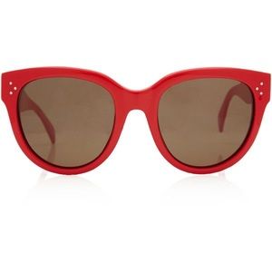 Celine Large Red Audrey Round Frame Sunglasses
